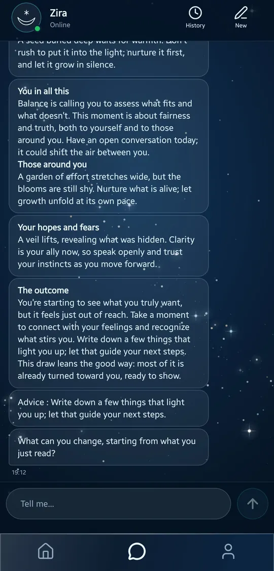 A reading from Zira in the chat.
